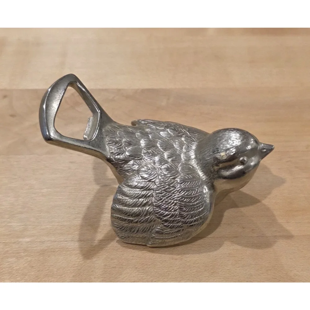 BMF N Vtg West Germany Sparrow Bird Bottle Opener Chrome Figural Barware Retro